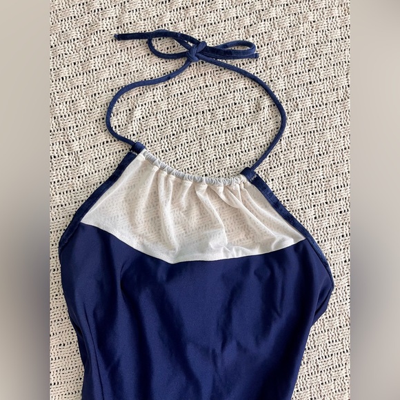 Yumiko Monique Mesh! Dark Navy Blue, Velvet Trim and Halter tie-Adult Medium - Picture 3 of 5